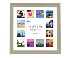 Inov Agosto 16 x 40.64 cm cornici mosaico Instaframe foto per Instagram 13 / piazza e foto in bianco con bianco opaco con bordo, 2 unità, lavare a grigio scuro