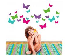 MYVINILO - adesivi murali per bambini - Butterflies garden / magenta / lilla / menta / verde chiaro