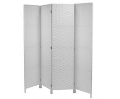 Vacchetti Giuseppe 42056600BI Paravento, 4 Ante, Legno, Bianco, 40 X 1.8 X 170 cm