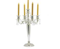 Meloria LAG Candelabro 5 Braccia, Metallo, Argento, 29x29x55 cm