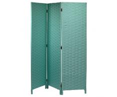 Vacchetti Giuseppe 42056500VE Paravento, 3 Ante, Legno, Verde Acqua, 40 X 1.8 X 170 cm