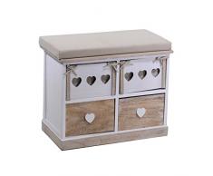 Vacchetti Giuseppe 4118790000 Mobiletto Cassapanca Silvia, 4 Cassetti, Legno, Bianco/Crema, 62 x 33 x 51 cm