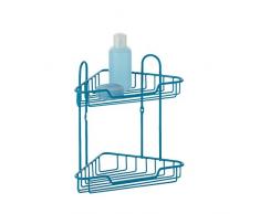 Axentia 126841 – Scaffale angolare Marbella, accessori per il bagno, mensola da doccia con 2 piani, Mensola angolare zweir eihig, Scaffale per bagno, in ferro, verniciato a polvere, circa 19 x 19 x 25 cm, Turchese Mensola angolare, metallo