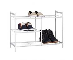 Relaxdays Sandra Mobile Portascarpe/Scarpiera per Ingresso, Metallo, Bianco, 26x70x50.5 cm