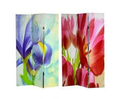 Vacchetti Giuseppe 4205730000 Paravento Stampa, 3 Ante Iris e Tulipano, Tessuto, Multicolore, 40 X 2.5 X 180 cm