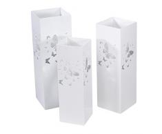 Vacchetti Giuseppe 3503130000 Portaombrelli 1-3, Modello con Farfalle, Metallo, Bianco
