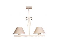 mercalampara illuminazione 1107b-l CP Lampada bambini a soffitto a 2 luci con dettaglio fiocco e display, Avorio, 44 x 44 x 44 cm
