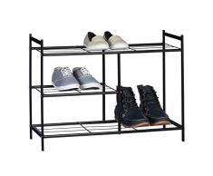 Relaxdays Sandra Mobile Portascarpe/Scarpiera per Ingresso, Metallo, Nero, 26 x 70 x 50.5 cm