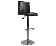 Esidra 9181-15 Set di 2 Sgabello Imbottito, Acciaio Cromato, Ecopelle, Nero, 38 x 40 x 112 cm
