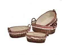 Vacchetti Giuseppe 2315450000 Cesta 1-4, Stiro, Stoffa Quadretti, Ovale, Vimini, Rosso, 62 x 46 x 20 cm