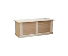 Pieffe Mobili AM21 Cassapanca Grezza, Legno, Beige, 120 x 42 x 50 cm