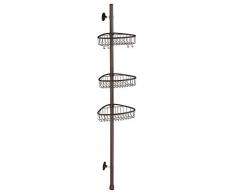 InterDesign Affixx Forma Palo Portaoggetti Autoadesivo da Doccia, Angolare, Metallo, Marrone, 24.8 x 9.4 x 64.7 cm