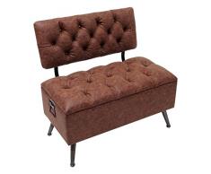 Burkina Home Decor 1516640 Panchetta cassapanca con schienale, legno, marrone, 82 x 52 x 77 cm