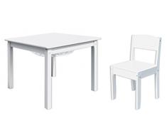 Room Studio 530197 Set Tavolo di Gioco con scomparto centrale e sedia per bambini bianco legno 60 x 60 x 50 cm