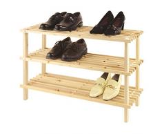 Axentia legno Scarpiera con 3 superfici di appoggio per un totale di 9 paia di scarpe, scarpiera con sistema a incastro e certificazione FSC, lo Scaffale in legno si può senza viti montare, Scarpa Bank con dimensioni circa