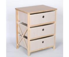 Comodino pieghevole con 3 cassetti