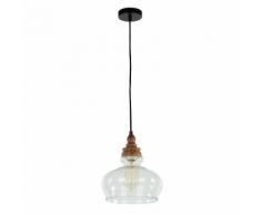 Lampada a sospensione con montatura in legno