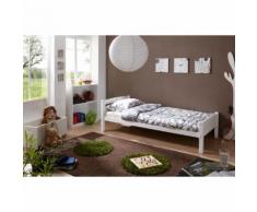 TiCAA Letto singolo Lupo in faggio bianco 90 x 200 cm