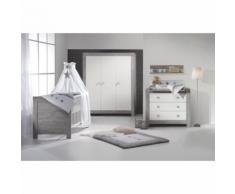 SCHARDT Set Cameretta neonato Nordic Driftwood con Armadio, Lettino, Fasciatoio con Base d'Appoggio, Lati Trasformabili (armadio a 3 ante)