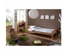 TiCAA Letto singolo in faggio naturale Lupo 90 x 200 cm