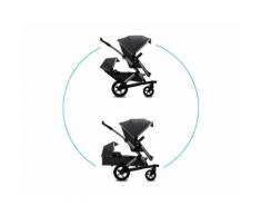 Passeggino GEO STUDIO DUO per Fratellini – 2 Sedute + Navicella + Cestino XL – Joolz (Grigio)
