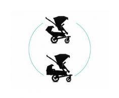 Passeggino GEO STUDIO DUO per Fratellini – 2 Sedute + Navicella + Cestino XL – Joolz (Nero)