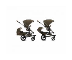 Passeggino GEO EARTH II DUO per fratellini – 2 Sedute + Navicella + Cestino XL – Joolz (Turtle Green)