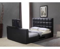 Letto PROFUSION con sistema TV integrato - 160 x 200 cm - Similpelle nera