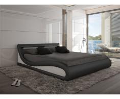 Letto ZALARIS - 160 x 200 cm - Similpelle nera con LED
