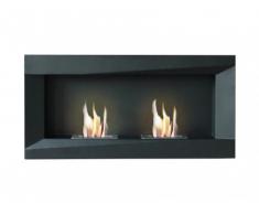 Caminetto murale a bioetanolo ELIADE - Doppio bruciatore - L110xP16xH54cm - Nero