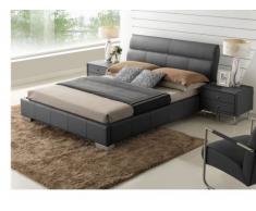 Letto WANDA - 160 x 200 cm - Cuoio di bufalo - Nero