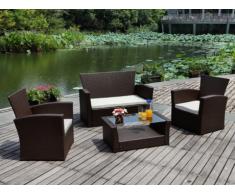 Set da giardino AREQUIPA divano 2 poltrone tavolino marrone