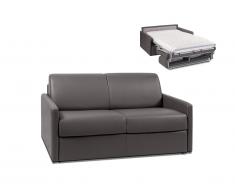 Divano letto a ribalta 2 posti in similpelle CALIFE - Grigio - Letto 120 cm