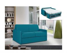 Divano letto a ribalta 2 posti in tessuto CALIFE - Turchese - Letto 120 cm