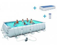 Pacchetto piscina ANTIGUA II 671 x 366 cm + rivestimento isotermico e cartuccia per filtro