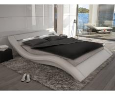 Letto ONDULIS - 160 x 200 cm - Similpelle bianca con LED