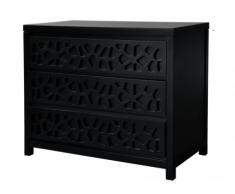 Comò con 3 cassetti DOLLY - Legno e MDF - Laccato nero
