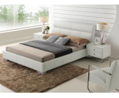 Letto WANDA - 160 x 200 cm - Cuoio di bufalo - Bianco