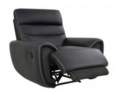 Poltrona relax COSMY in pelle - Nero e cuciture bianche
