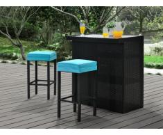 Bar e 2 sgabelli da giardino MAMBO in resina intrecciata