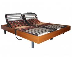 Rete relax doghe e 2x25 sospensioni deco in legno di ciliegio di DREAMEA - 2 x 80 x 200 cm - Motori OKIN