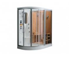 Doccia angolare idromassaggio con bagno turco e sauna HAUMEA - L 157 x P 110 x H 215 cm - Angolo a destra