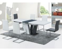 Tavolo allungabile NAOMI - MDF laccato grigio e bianco