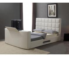 Letto PROFUSION con sistema TV integrato - 160 x 200 cm - Similpelle bianca