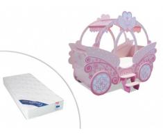 Letto PRINCESSE - 90 x 190 cm - Rosa + materasso ZEUS 90 x 190 cm