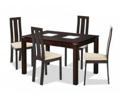 Set Tavolo SALENA + 4 sedie DOMINGO - Faggio massello - Colore wengé