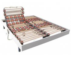 Rete relax doghe e 2x25 sospensioni deco in legno bianco di DREAMEA - 2 x 80 x 200 cm - Motori OKIN