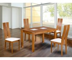 Set modulare tavolo + 4 sedie SALENA - Faggio massello - Colore quercia