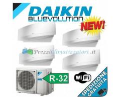 Daikin Condizionatore 2 x FTXJ20MW 2 x FTXJ35MW 4MXM80M Quadri Split Emura Bianco Bluevolution 7+7+12+12 WiFi Integrato