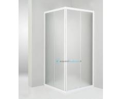 Box Doccia Angolare Porta Scorrevole 90x90 Cm Opaco Bianco
